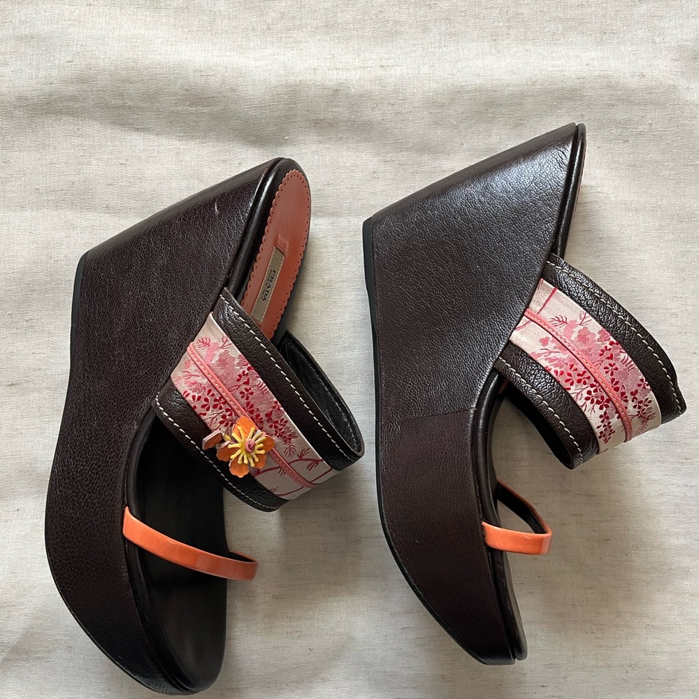 Rare Prada Y2K Cherry Blossom Wedges EU 37.5 US 7 - Picture 5 of 9